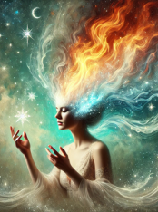 a woman with fire in her mind