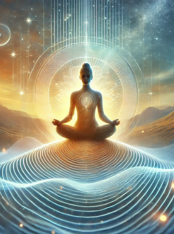 figure meditation with energy flowing through them