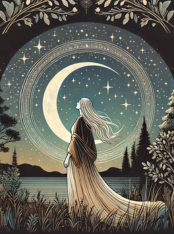 woman looking up at the moon